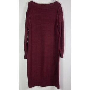 Liz Claiborne Sweater Dress L Burgundy Long Sleeve Cottagecore Prairie Office